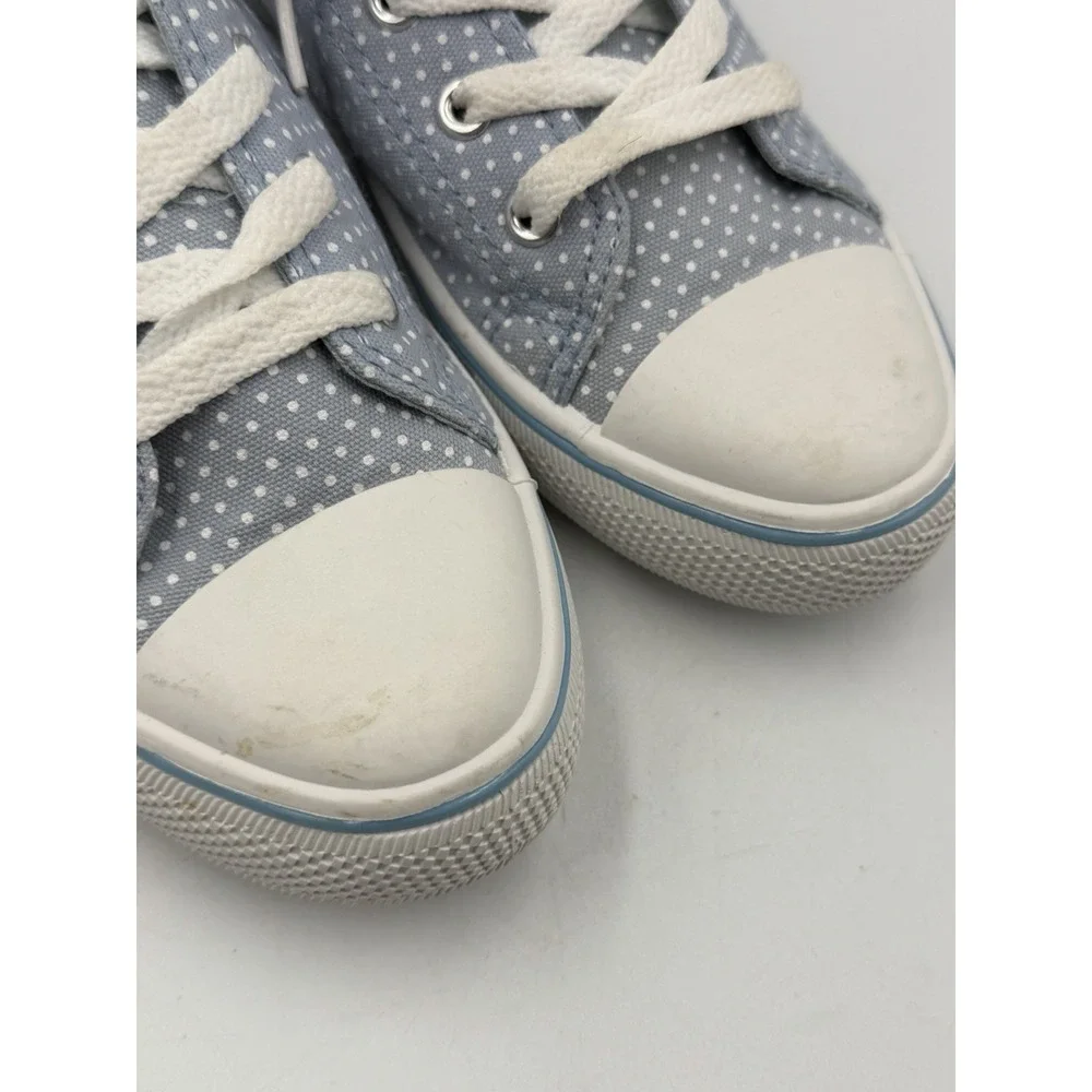 Charles Albert Womens 6 Blue White Polka Dot Canvas Lace Up Sneakers
